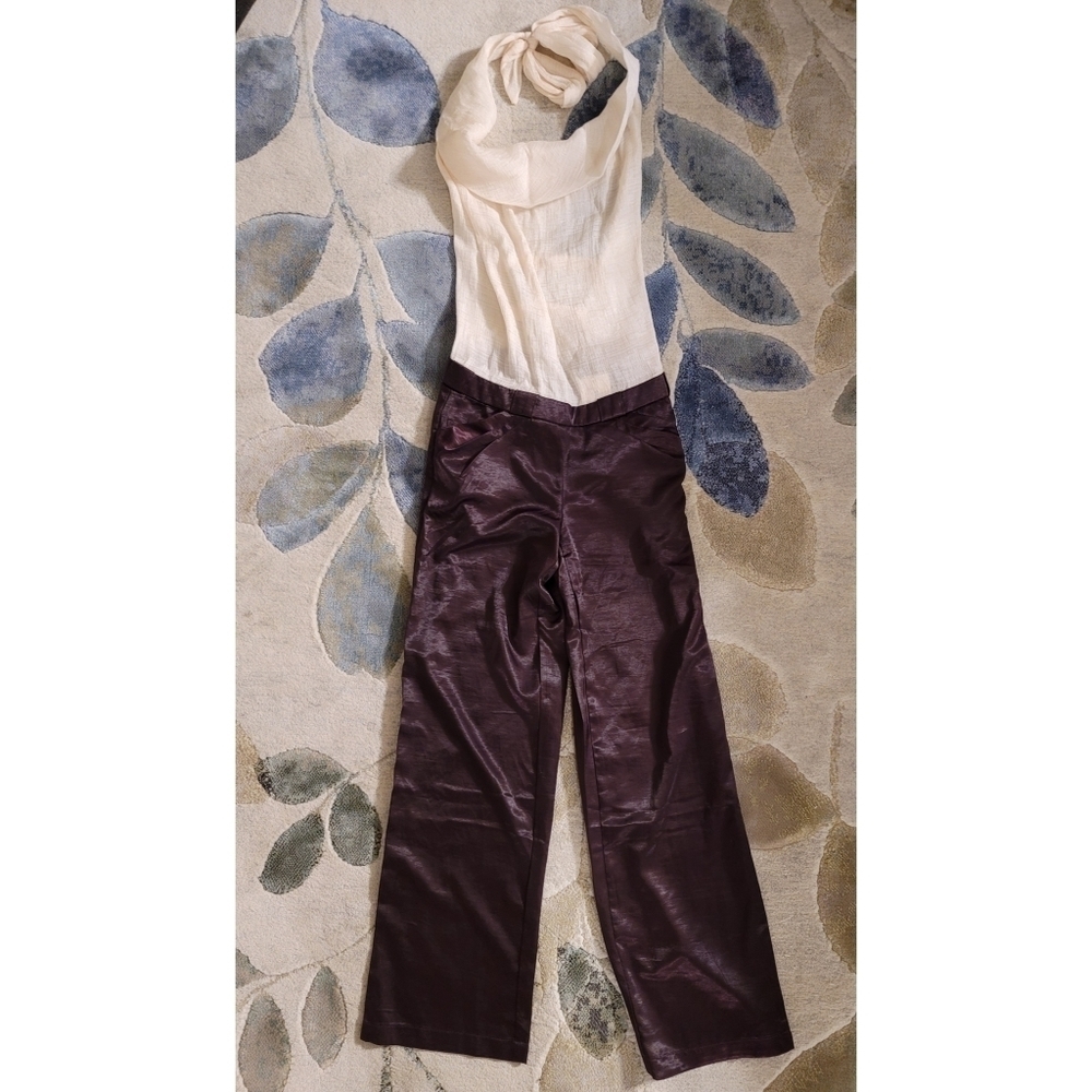 Luxury Trap Shawl Necline open back Jumpsuit